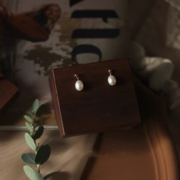 Simple and Versatile, Gentle Natural Pearl Earrings, Small Drop Earrings, S925 Silver Posts, Natural Freshwater Pearl Rice Beads, 7 - 8mm